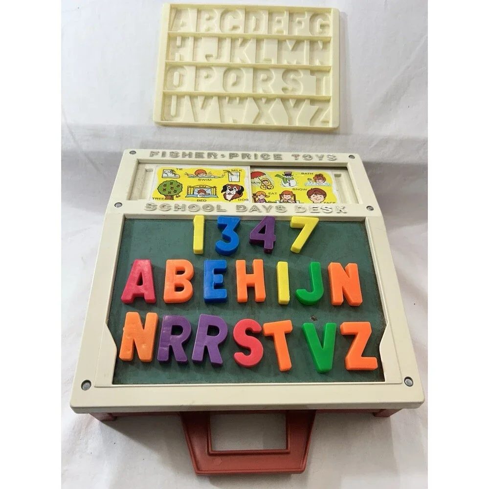 Vintage 1972 Fisher Price School Days Portable Play Desk #760 Letters Numbers